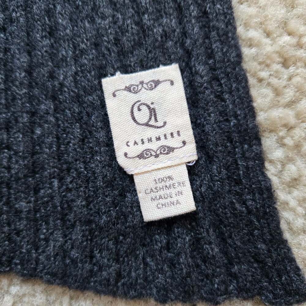 Qi Cashmere Scarf Grey Black - Picture 4 of 7
